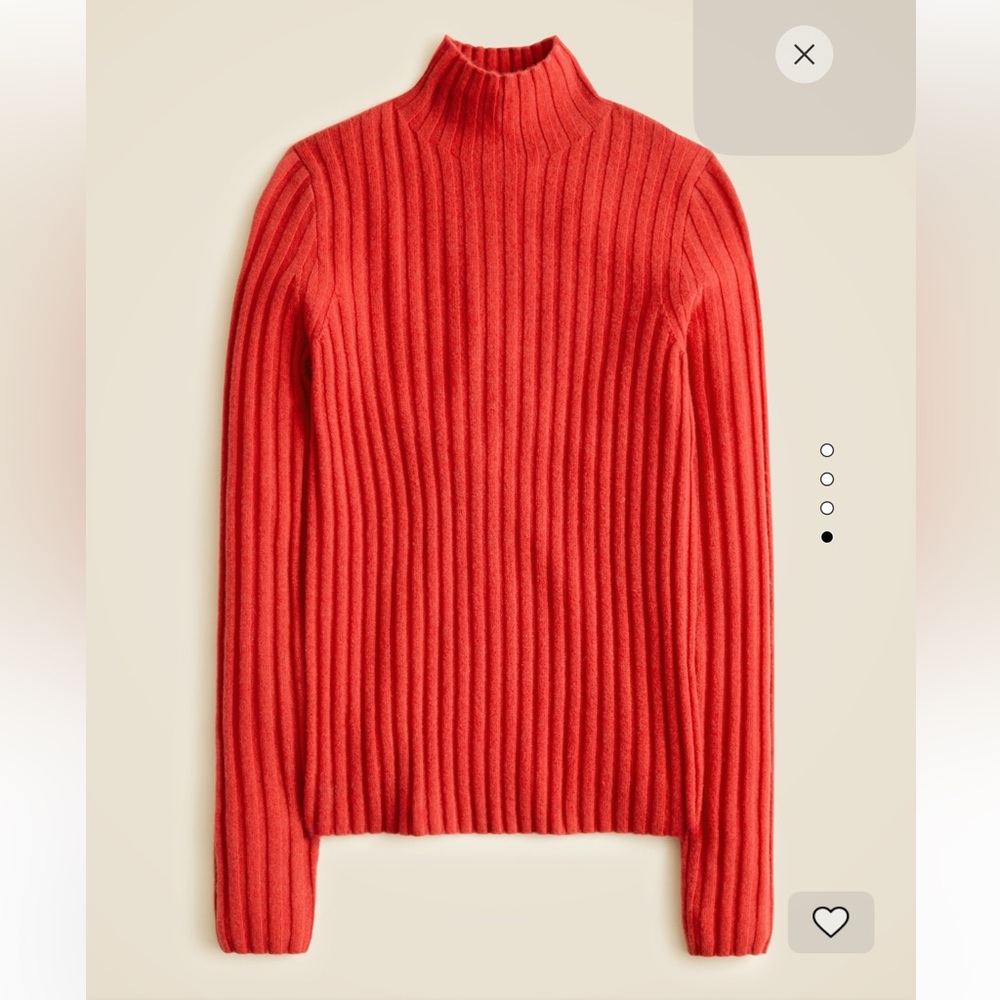 J. Crew Vibrant Red Cashmere Turtleneck Sweater - Picture 3 of 5